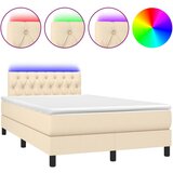 vidaXL Box spring postelja z vzmetnico LED krem 120x190 cm blago, (21128712) Cene