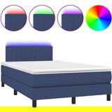 Maison Chic Box spring postelja - Vzmetna postelja z vzmetnico LED modra 120x200 cm blago SL8554, (21903592) | Shoptok.si