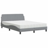 Krevet s madracem Dover svjetlosivi 140x190 cm od tkanine | Eponuda.com