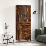 vidaXL Visoka komoda dimljen hrast 69,5x34x180 cm inženirski les | Shoptok.si
