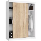 AKORD Mono Garderobna Omara Z Drsnimi Vrati, Bela/Hrast Sonoma, (5000331654) | Shoptok.si
