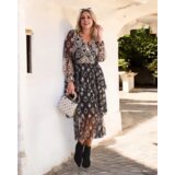 Resti Black and beige mesh midi dress with print | Shoptok.si