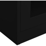  Uredski ormarić crni 90 x 40 x 180 cm čelik i kaljeno staklo | shoptok.hr