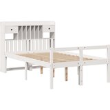 vidaXL Posteljni okvir brez vzmetnice bela 135x190 cm trdna borovina | Shoptok.si