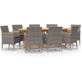  9-dijelni vrtni blagovaonski set s jastucima sivi | shoptok.hr