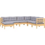  Vrtna sedežna garnitura 7-delna s sivimi blazinami borovina, (20673784) | Shoptok.si