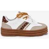 Boto Womens Platform Sneakers With Double Lacing Leopard Print White Niteria | Shoptok.si