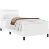 vidaXL postelja s vzmetjo in vzmetnico - bela 100x200 cm iz umetnega usnja. | Shoptok.si