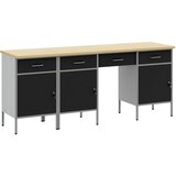 vidaXL 4 delni delovni kabinet in miza, črna, inženirski les in jeklo, (22047518) | Shoptok.si