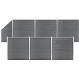 vidaXL wpc ograjni paneli 6 kvadratnih + 1 poševni 1138x186 cm sivi | Shoptok.si