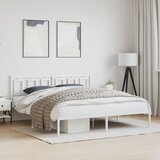Maison Chic Kovinski Posteljni okvir - Dvoposteljna postelja - Zakonska postelja z vzglavjem bel 183x213 cm, (21693341) | Shoptok.si