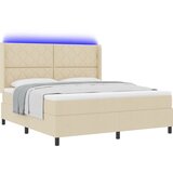 vidaXL Postelja s pomičnim dnom z vzmetnico in LED svetlobo Krem 180x200 cm Tkanina, (22049738) | Shoptok.si