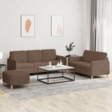  3-dijelni set sofa s jastucima smeđi od tkanine Cijene