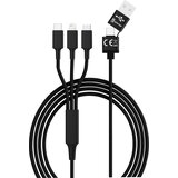 Smrter USB polnilni kabel USB 2.0 USB-A vtič\, USB-C® vtič\, Apple Lightning vtič \, USB-mikro-B vtič 1.20 m črna _HYDRA_ULT_BK, (20432920) | Shoptok.si