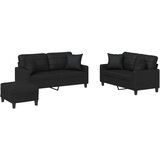  3-dijelni set sofa s jastucima crna od umjetne kože | shoptok.hr