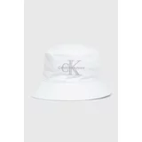 Calvin Klein Jeans Bombažni klobuk bela barva