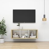 The Living Store Stenska TV omarica sonoma hrast in bela 37x37x107 cm iverna pl. - TV Omarica, (21376718) Cene