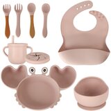  Dječje silikonsko posuđe u obliku račića, 9-dijelni set - roza | shoptok.hr