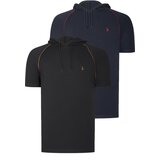 Dewberry DUAL SET T8570 HOODED MENS T-SHIRT-BLACK-NAVY BLUE Cene