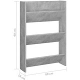  Zidni ormarić za cipele siva boja betona 60 x 18 x 90 cm drveni - Beton siva 1 90 cm 60 cm | shoptok.hr
