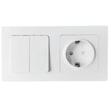 Aigostar dupli prekidač br. 6 + 6 i utičnica schuko 250V sa okvirom, bela | Eponuda.com