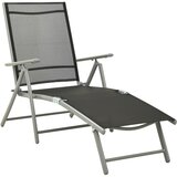 vidaXL Zložljiv ležalnik iz tekstila in aluminija črn in srebrn, (20662254) Cene