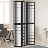 vidaXL Paravan 3-delni črn trden les pavlovnije | Shoptok.si