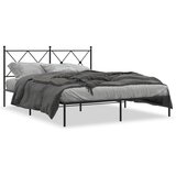 vidaXL Kovinski posteljni okvir z vzglavjem črn 160x200 cm | Shoptok.si