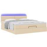 vidaXL Otomanski posteljni okvir z vzmetnico krem 180x200cm blago | Shoptok.si