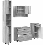 vidaXL Komplet pohištva za kopalnico s predalom 4 pcs Siva sonoma, (5000064655) Cene