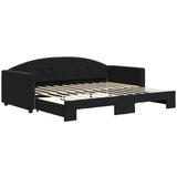  Dnevni krevet na razvlačenje crni 90 x 200 cm baršunasti | shoptok.hr