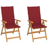 The Living Store Vrtni stoli 2 kosa z vinsko rdečimi blazinami trdna tikovina - Vrtni Stol, (21462836) | Shoptok.si