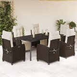  7-dijelni vrtni blagovaonski set s jastucima poliratan smeđi Smeđa 200 cm table length | shoptok.hr