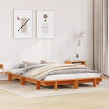 Maison Chic Posteljni okvir - Dvoposteljna postelja - Zakonska postelja brez vzmetnice voščeno rjav 135x190 cm borovina-J13290, (21772435) | Shoptok.si