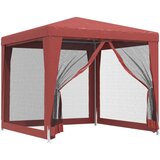 Šator za zabave s 4 mrežasta bočna zida crveni 2,5 x 2,5 m HDPE | shoptok.hr