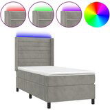 Maison Chic Box spring postelja - Vzmetna postelja z vzmetnico LED svetlo siva 90x190cm žamet SL22495, (21892019) Cene