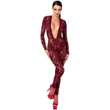 F382 Kink Royal Catsuit Burgundy XS