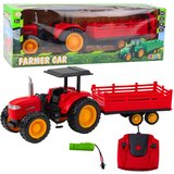 Traktor s prikolicom na daljinsko upravljanje - 48 cm - rdeča Cene