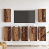  Set TV komoda s policom Zidne s pohranom s vratima 7 pcs Staro drvo 30.5 x 30 x 60 cm | shoptok.hr