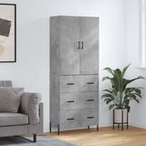 vidaXL Visoka komoda betonsko siva 69,5x34x180 cm inženirski les | Shoptok.si