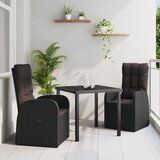vidaXL 3-delni vrtni jedilni set z blazinami črne barve iz poli ratana | Shoptok.si