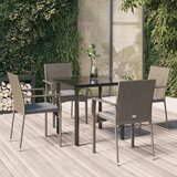  5-dijelni vrtni blagovaonski set crno-sivi od poliratana Siva Dužina stola 80 cm | Shoptok.si