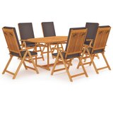  7-dijelni vrtni blagovaonski set sa sivim jastucima od tikovine | shoptok.hr