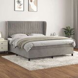  Box spring postelja z vzmetnico svetlo siva 160x200 cm žamet, (20789990) Cene