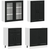  Kuhinjska jedinica PORTO 4 pcs Crna Konstruirano drvo | shoptok.hr
