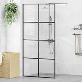 vidaXL Pregrada za tuš s prozornim ESG steklom 100x195 cm črna | Shoptok.si