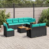  9-dijelni set vrtnih sofa od poliratana s jastucima crni Cijene