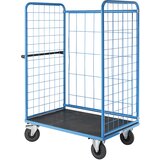 eurokraft pro nivojski voziček, z žičnato mrežo na treh straneh, nakladalna površina dxš 940 x 630 mm, nosilnost 500 kg, kolesa iz polne gume | Shoptok.si