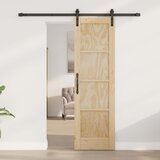  Klizna vrata Prirodna i crna 61 x 198,5 cm Masivna borovina | shoptok.hr