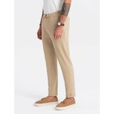 Ombre Men's knit pants with elastic waistband - sand Cene